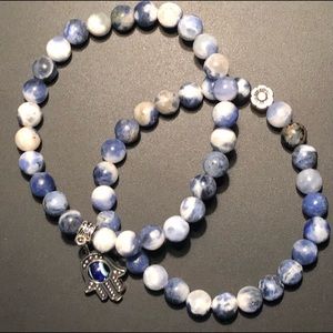 Sodalite x Hand of Fatima Charm bracelet set